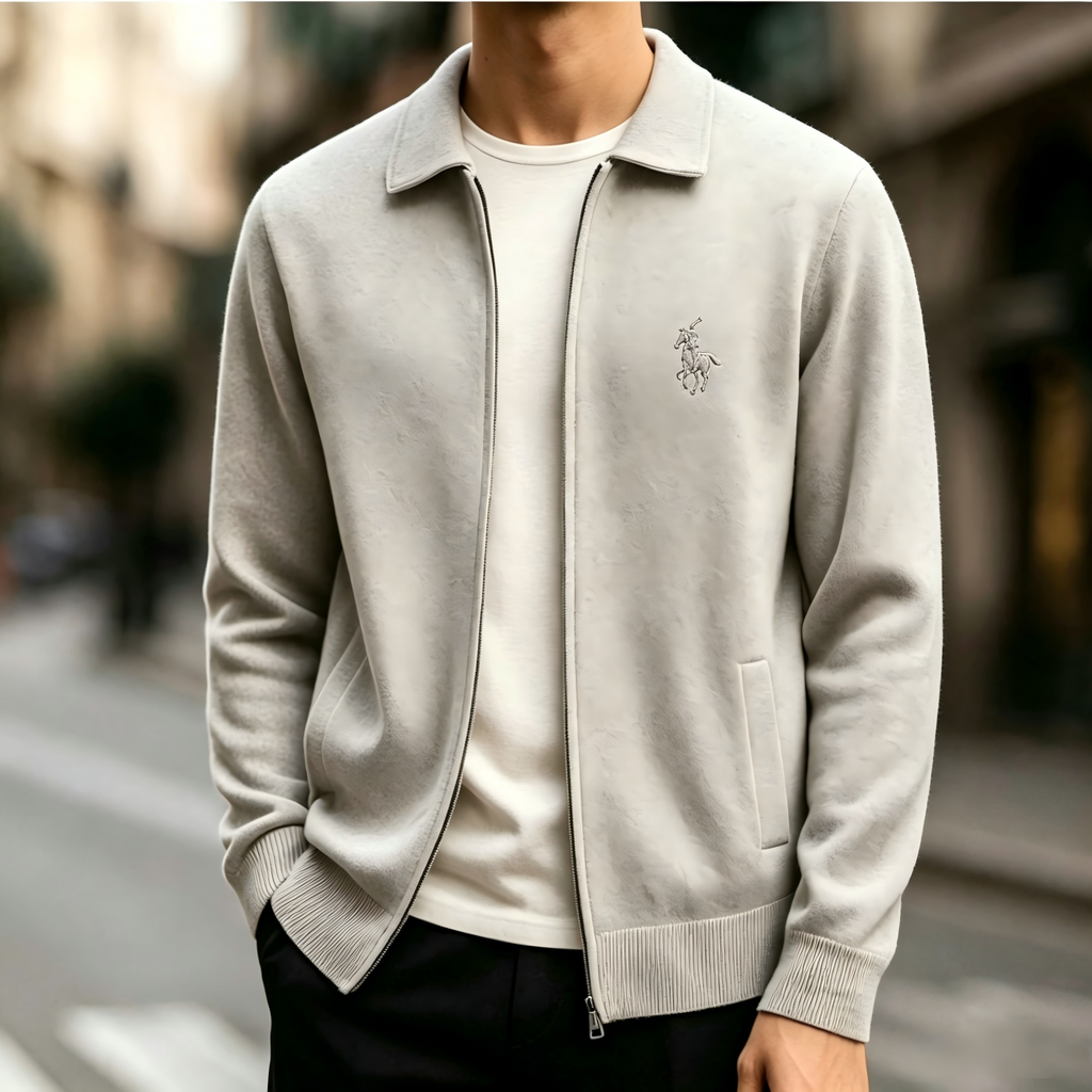 Men's full-zip knit cardigan, classic collared knit cardigan, casual and lightweight men's sweater jacket.