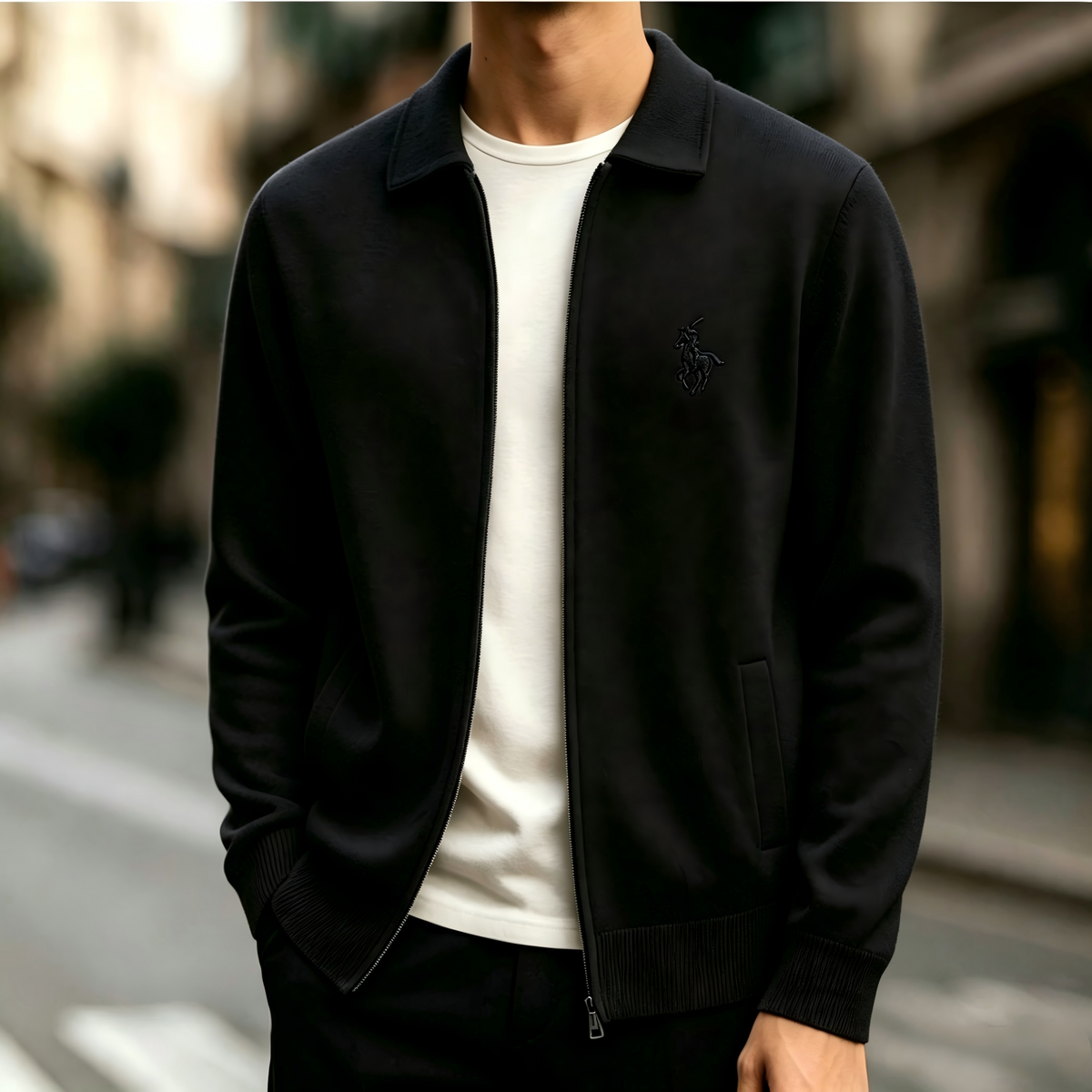 Men's full-zip knit cardigan, classic collared knit cardigan, casual and lightweight men's sweater jacket.