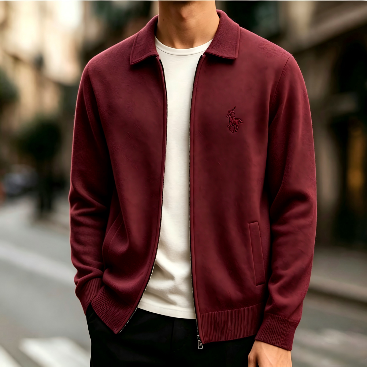 Men's full-zip knit cardigan, classic collared knit cardigan, casual and lightweight men's sweater jacket.