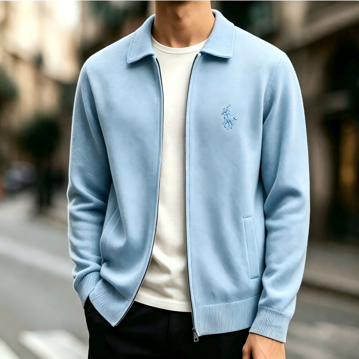 Men's full-zip knit cardigan, classic collared knit cardigan, casual and lightweight men's sweater jacket.