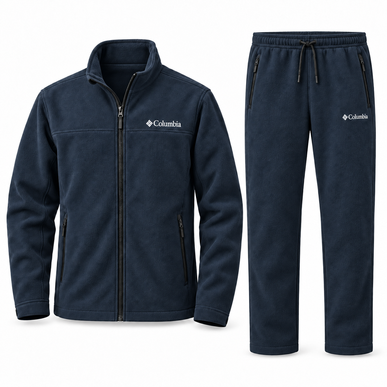 Men’s Textured Fleece Zip-Up Tracksuit Set